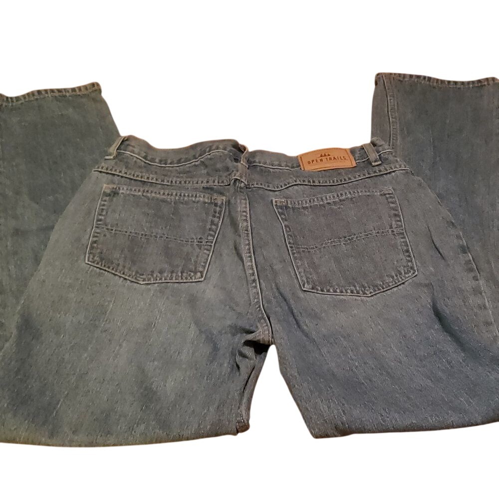 Open Trails Mens Blue Denim Jeans 34 x 32 Straight Leg Classic 5-Pocket Dadcore